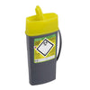 Sharpsafe 0.6L portable sharps container with lid open showing aperture