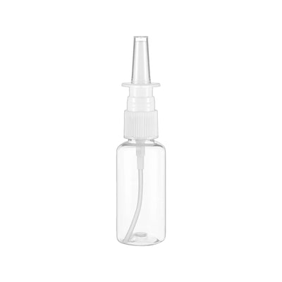 10 mL empty nasal spray pump bottle, single bottle on white background