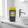 Sharpsafe 0.6L portable sharps container on a bathroom vanity
