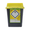 Sharpsafe 5L Dual Protect Pro sharps container, front view yellow swing-top lid