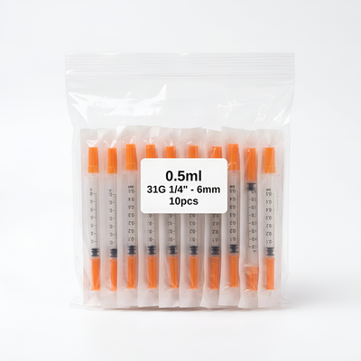 Insulin Syringes 0.5ml 31G 6mm 10 Pack