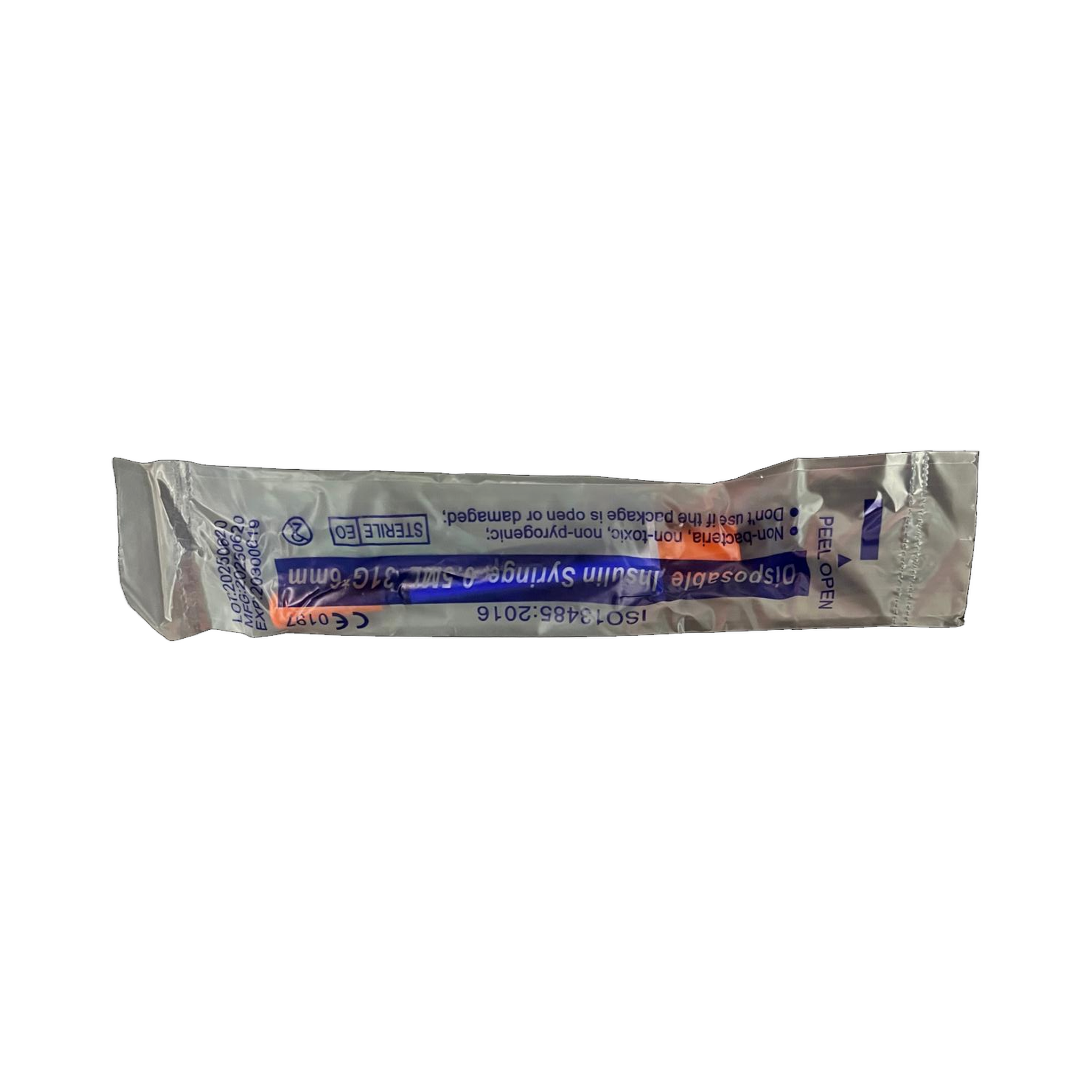0.5ml insulin syringe in wrapper