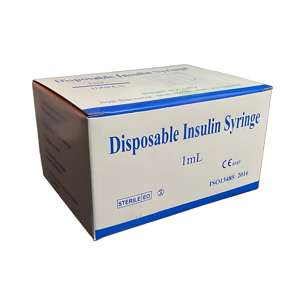 1ml insulin syringe box 3/4 view