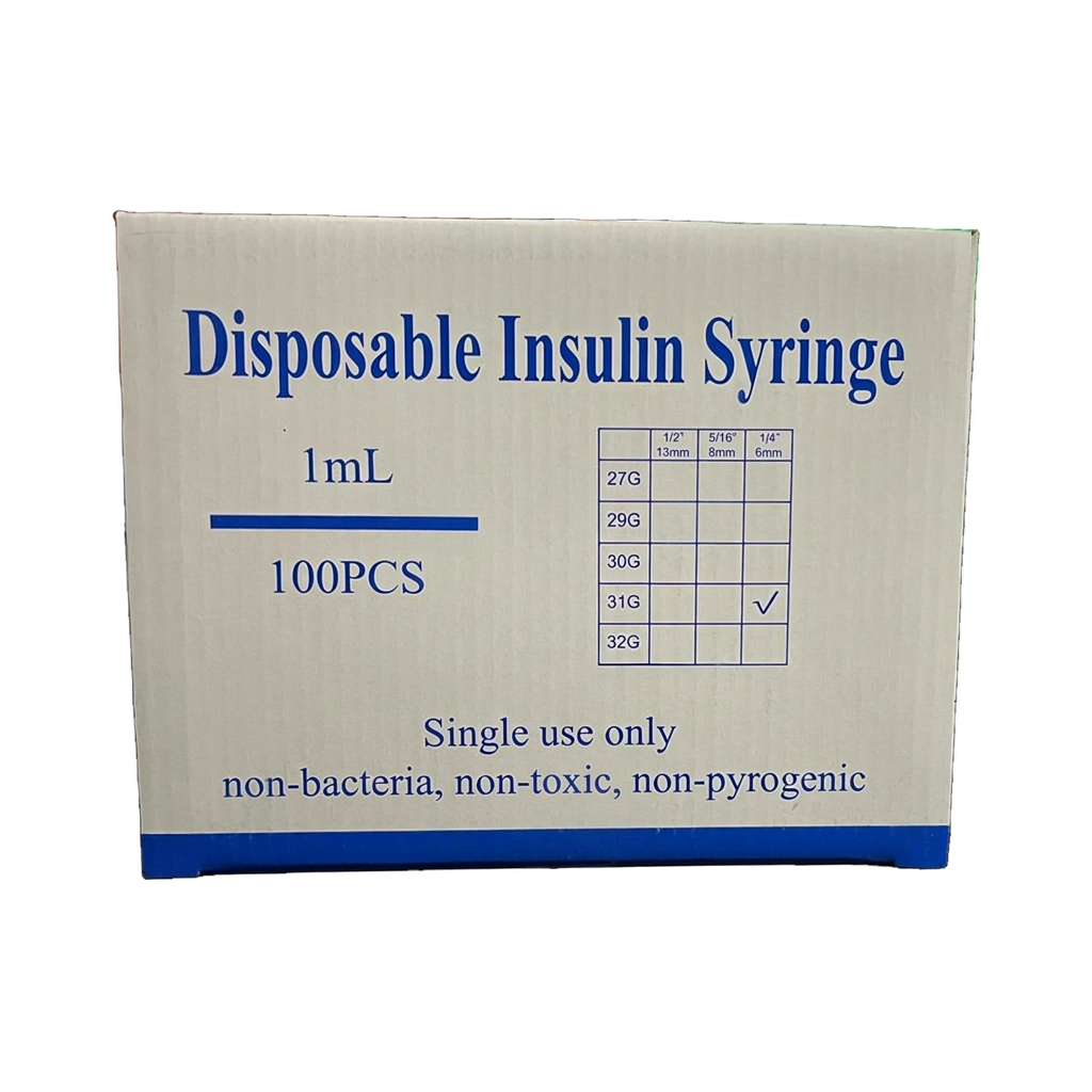 1ml insulin syringe box front
